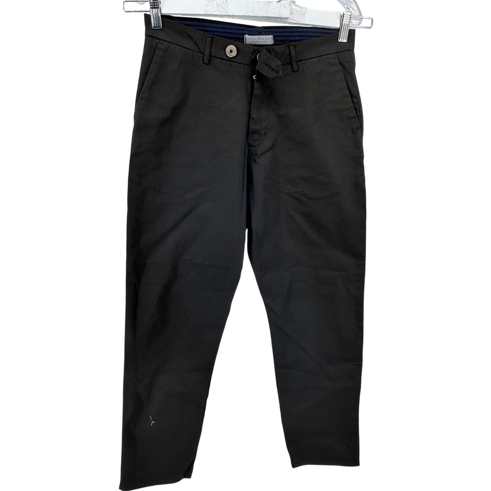 Luca Faloni Summer Chinos Mens 30x27 Black Italian ‎ Tapered Trousers Luxury